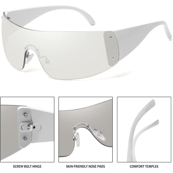 Rimless Y2K Sunglasses Frameless Oversized UV400 Protective Unisex